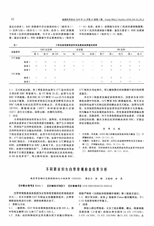 不同职业妇女白带常规检查结果分析