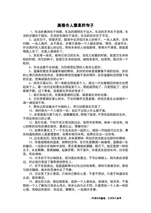 美得令人窒息的句子