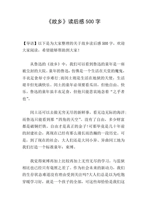 《故乡》读后感500字