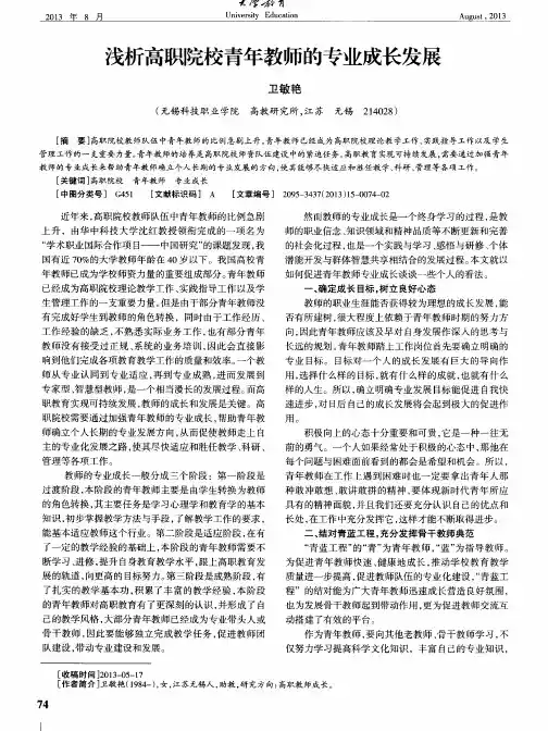 浅析高职院校青年教师的专业成长发展
