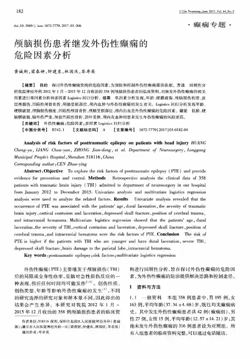 颅脑损伤患者继发外伤性癫痫的危险因素分析