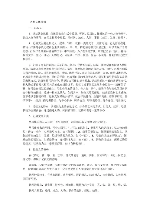 各种文体常识