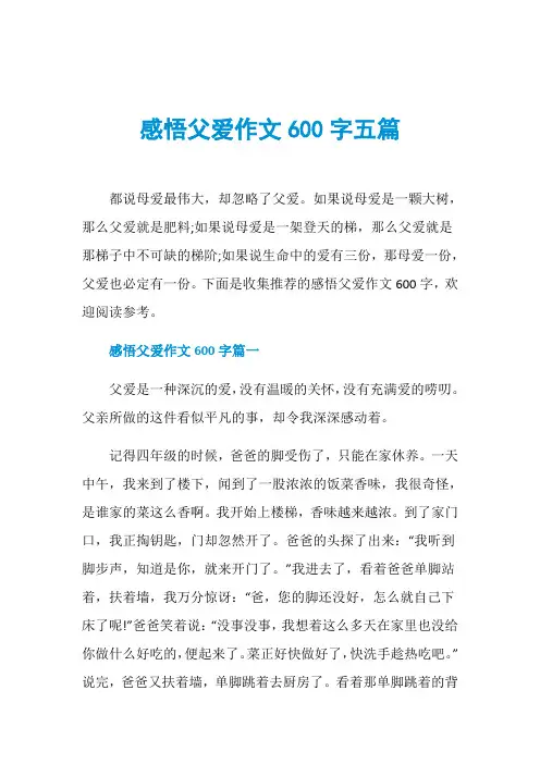 感悟父爱作文600字五篇