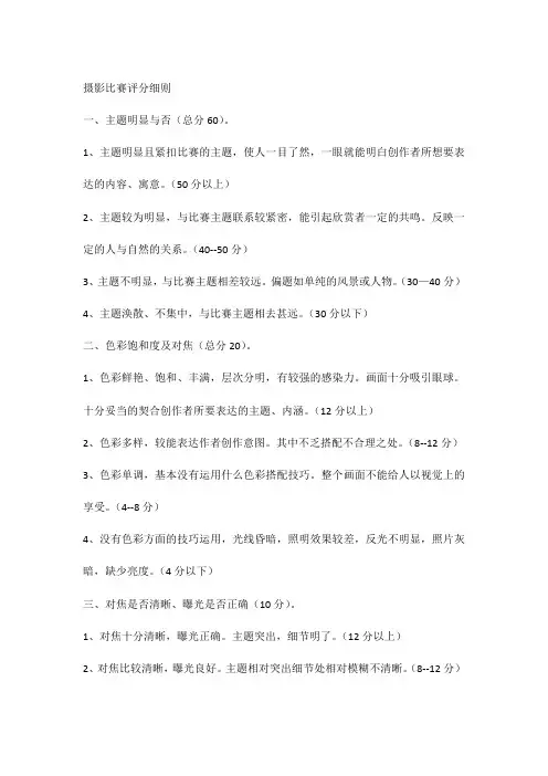 摄影比赛评分细则