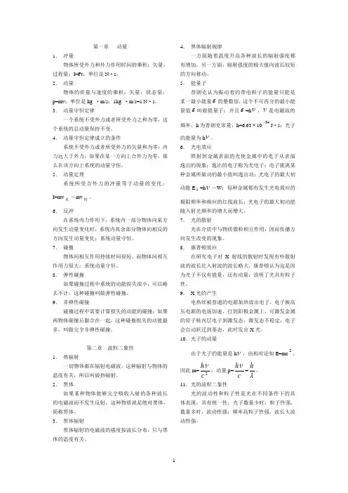 高中物理选修3-5知识点总结