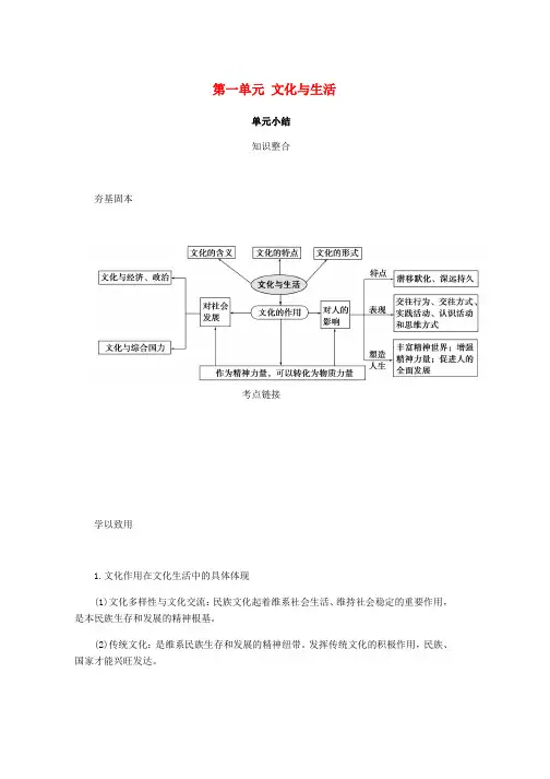 人教版2019年高考政治总复习第一单元文化与生活单元小结讲义必修3