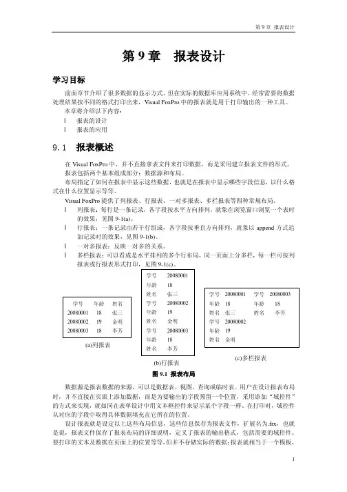 第9章报表设计