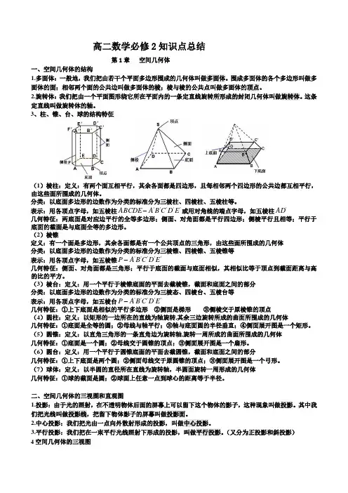 高中数学必修2 知识点总结(史上最全).doc