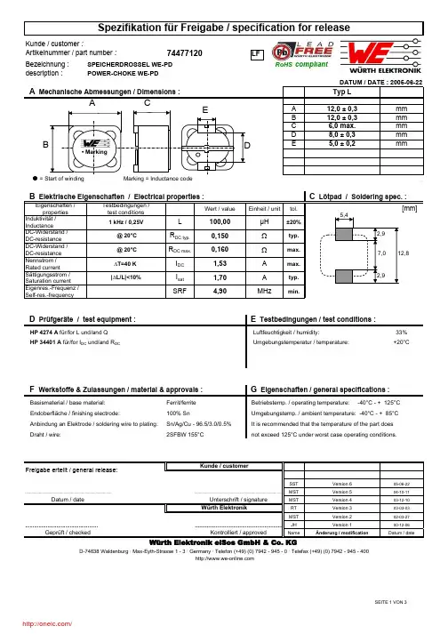 74477120;中文规格书,Datasheet资料