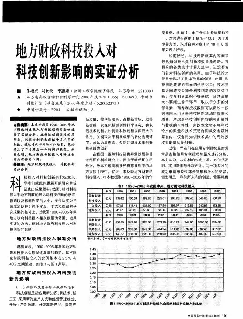 地方财政科技投入对科技创新影响的实证分析