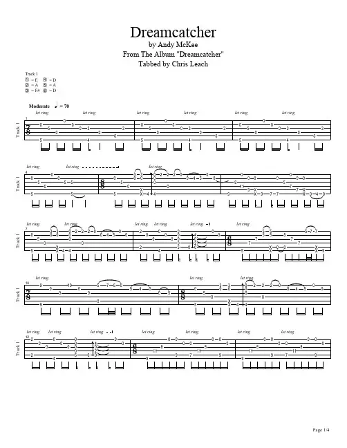 dream catcher. 独奏 吉他 谱 指弹 pdf