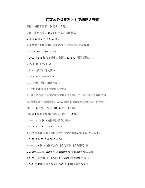 江苏公务员资料分析专练题含答案