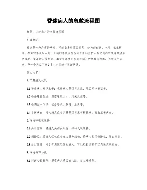 昏迷病人的急救流程图 2