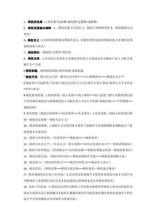 税法期末考试复习重点(浓缩精华)