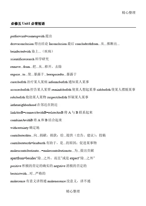 人教版高中英语必修重点短语句型总结