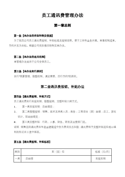 员工通讯费管理办法 (1)