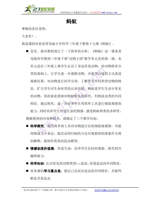 蚂蚁说课稿