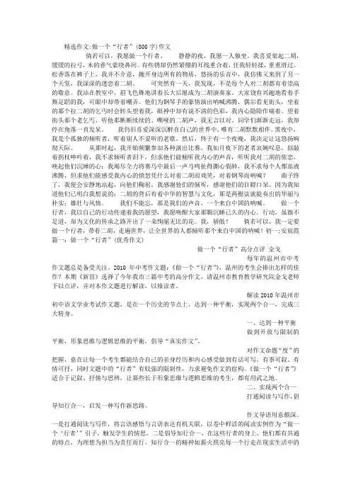 做一个“行者”(800字)作文