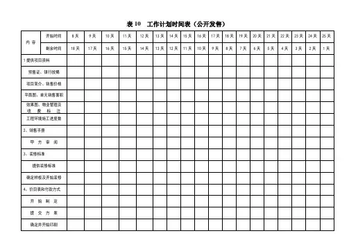 工作计划时间安排表