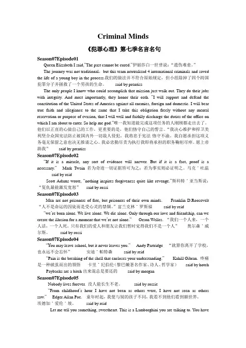 美剧《犯罪心理》第七季名言名句