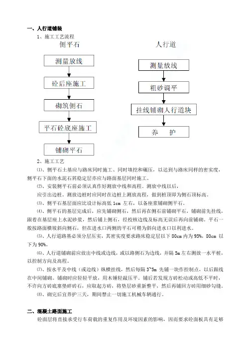 (完整版)人行道铺装、混凝土路面施工方案
