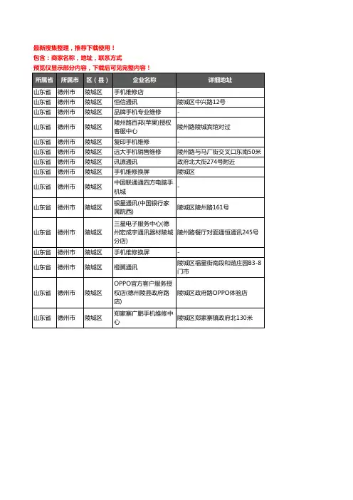 新版山东省德州市陵城区手机维修企业公司商家户名录单联系方式地址大全15家
