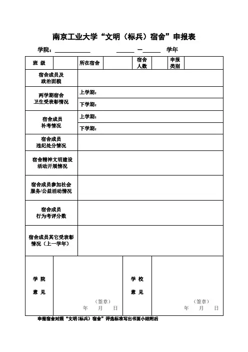 文明宿舍申报表