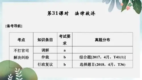 高考政治二轮复习高分突破第一篇考点练讲专题六生活中的法律常识第31课时法律救济课件
