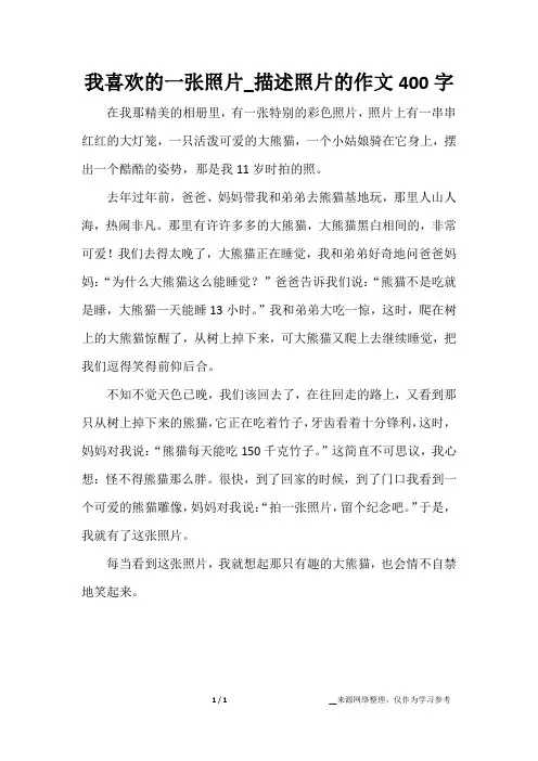 我喜欢的一张照片_描述照片的作文400字