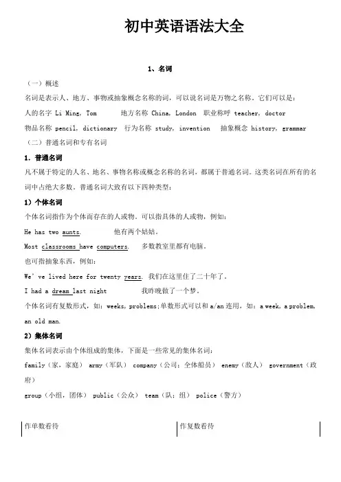 初中英语语法大全归纳总结 2