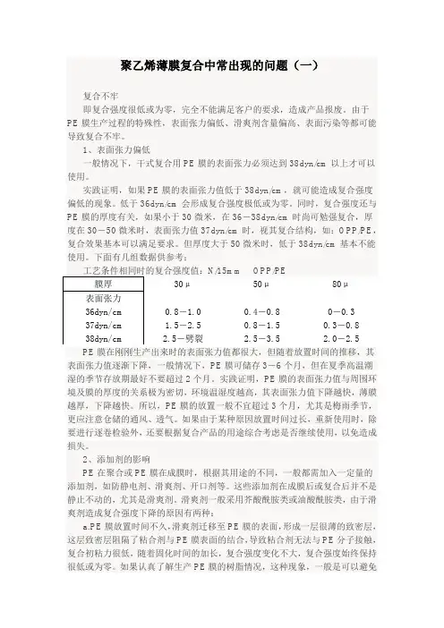 聚乙烯薄膜复合中常出现的问题(一)