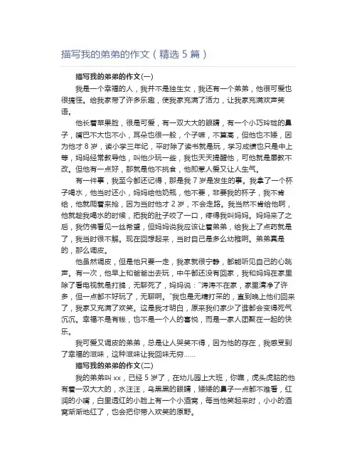 描写我的弟弟的作文(精选5篇)