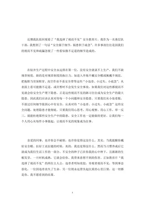 我选择了视而不见观后感300字三篇(最新)