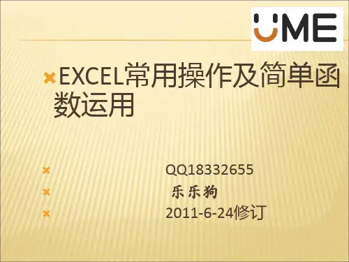 EXCEL常用操作及简单函数运用2007修订版