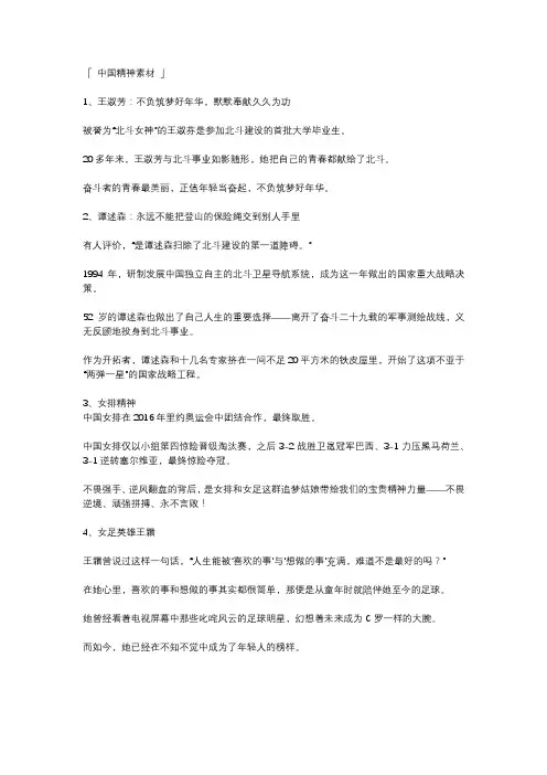 中国精神的素材200字
