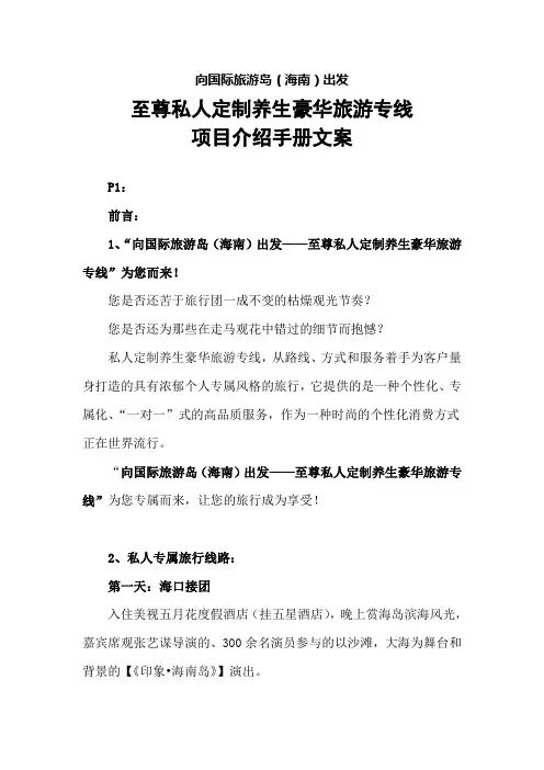 海南养生旅游线路项目介绍手册文案
