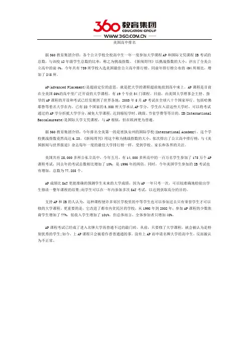 美国高中排名