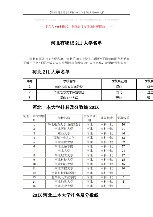 【最新推荐】河北有哪些211大学名单-实用word文档 (2页)