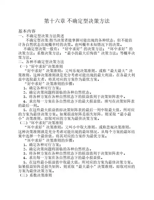 不确定型决策方法 2