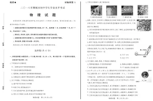 2018年聊城市中考物理试题