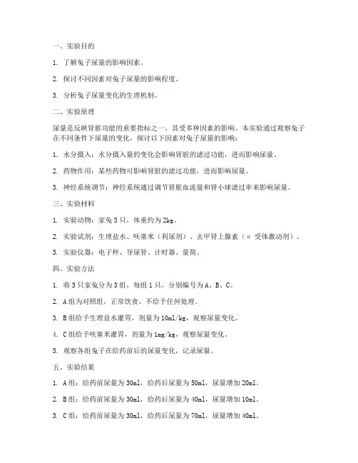 影响兔子尿量实验报告