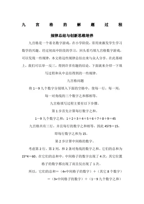 九宫格的解题过程
