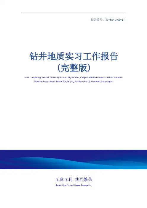 钻井地质实习工作报告(完整版)