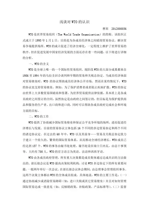 对WTO的认识