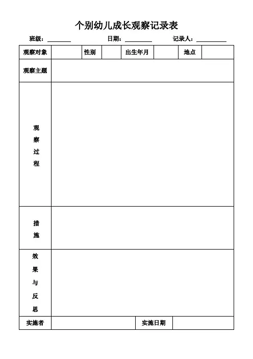 自主游戏观察记录表
