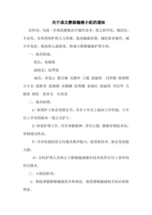 静脉输液小组Microsoft Word 文档 (3)