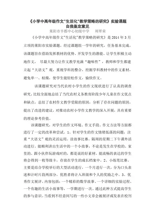 自我鉴定意见
