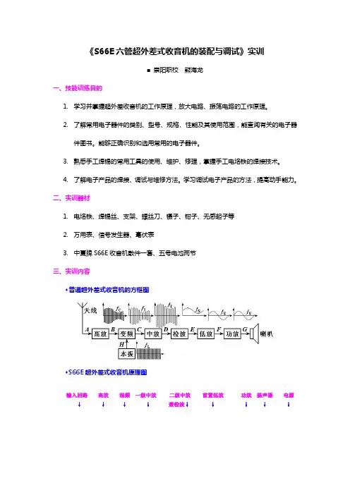 S66E收音机原理、组装与调试