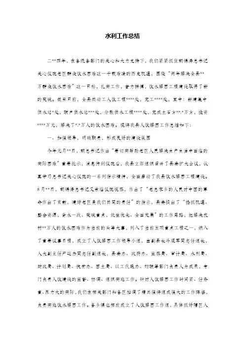 水利工作总结