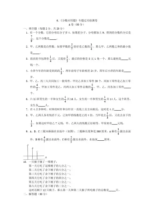 6.《分数应用题》专题过关检测卷带解析